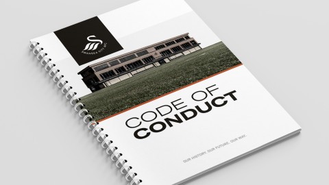 Binder displaying Landore Stadium, titled 'Code of Conduct'